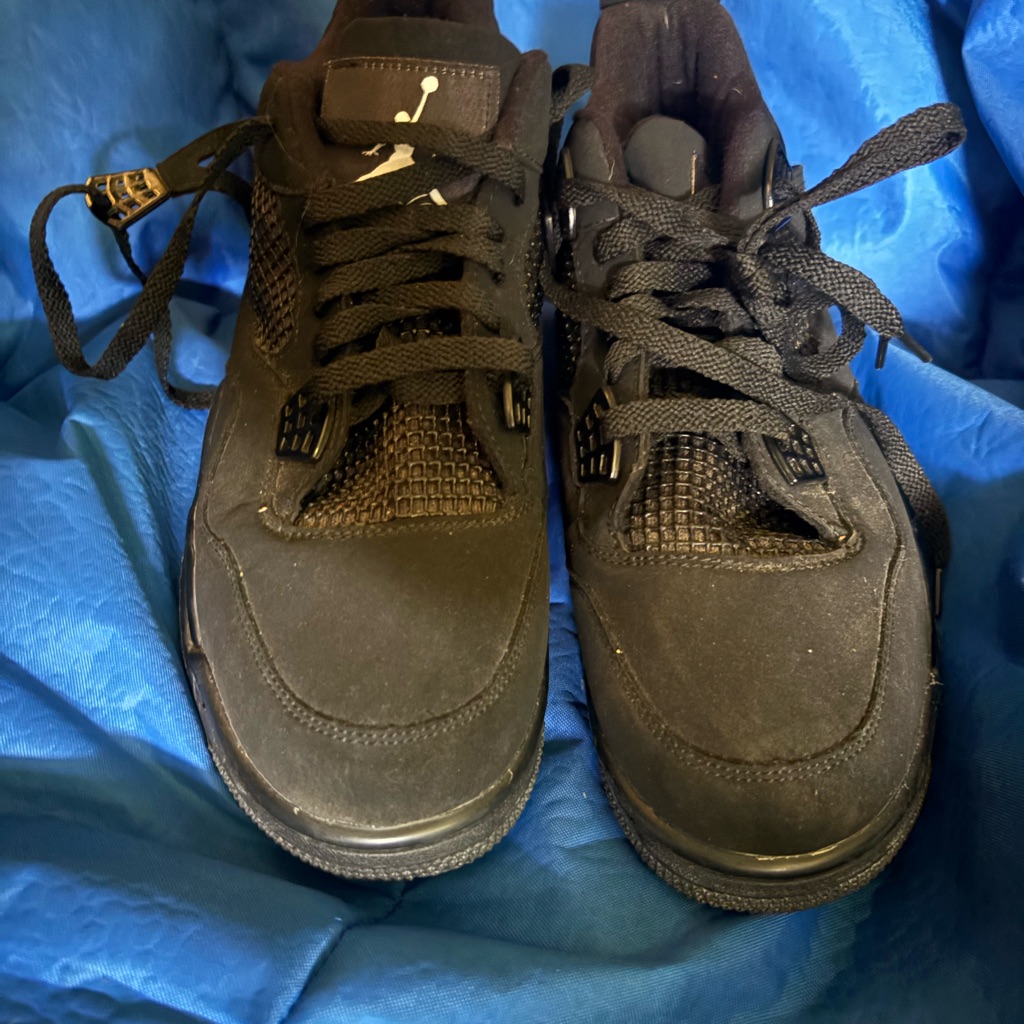Jordan 4 Blackcats Sneakers With Suede And Mesh